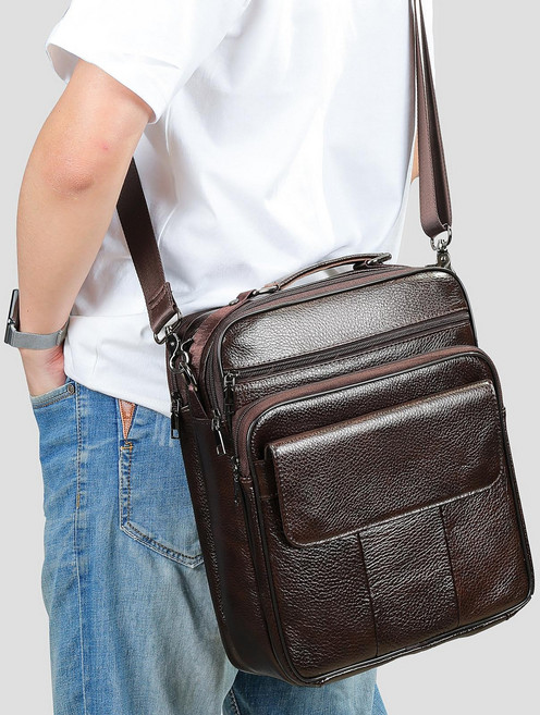 남성용 노트북 가방 대용량 천연소가죽 비즈니스 크로스백