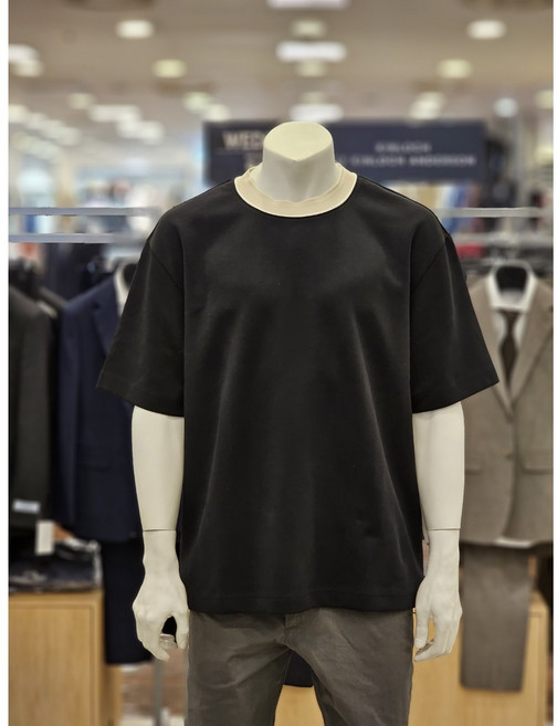 킨록앤더슨 블랙 이중조직 네크 라운드 티셔츠 NFHT11