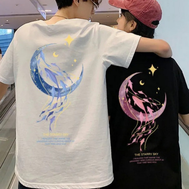 남녀공용 라운드넥 여름 시원한 반팔티 커플티 패밀리룩 가족티 우정티 홈웨어 티셔츠