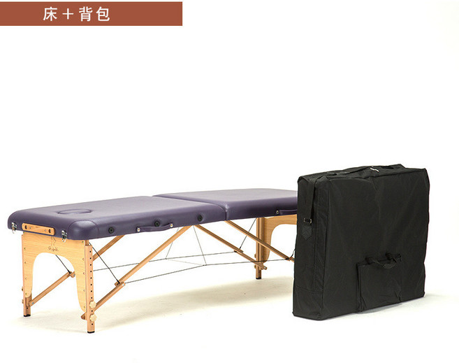 山毛櫸折疊按摩床 185x70cm 美容床 推拿床, 1個, 紫色床+肩包