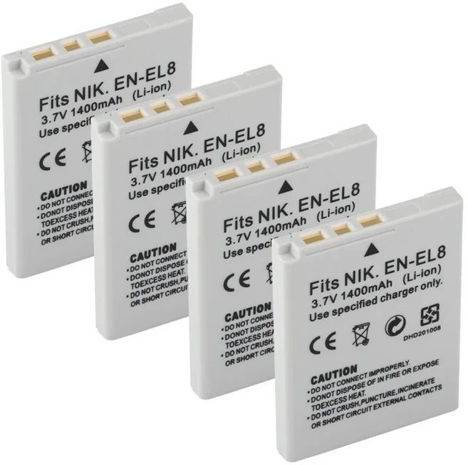 호환 EN-EL8 카메라 배터리 니콘 쿨픽스 P1 PM087 1400mAh, 03 4 Battery