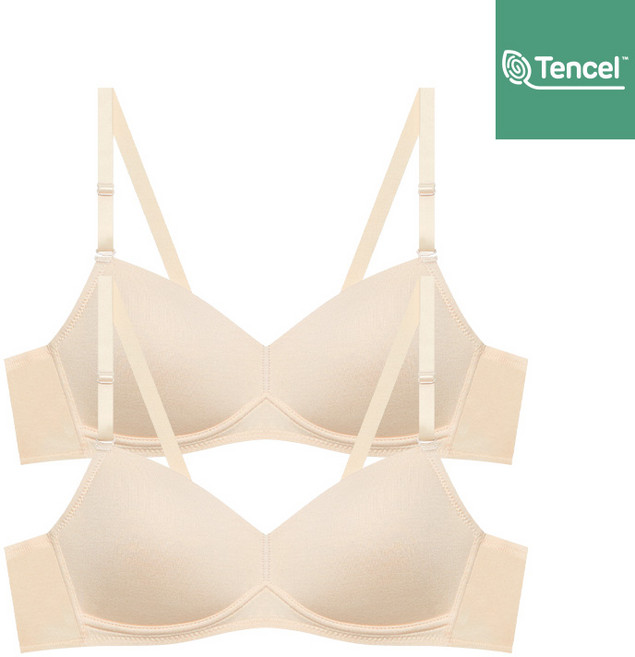 수아팜 주니어브라 모달 2.5단계 브라 2장 세트 아이보리 (10대 청소년 속옷 중학생 주니어 2P 브래지어)