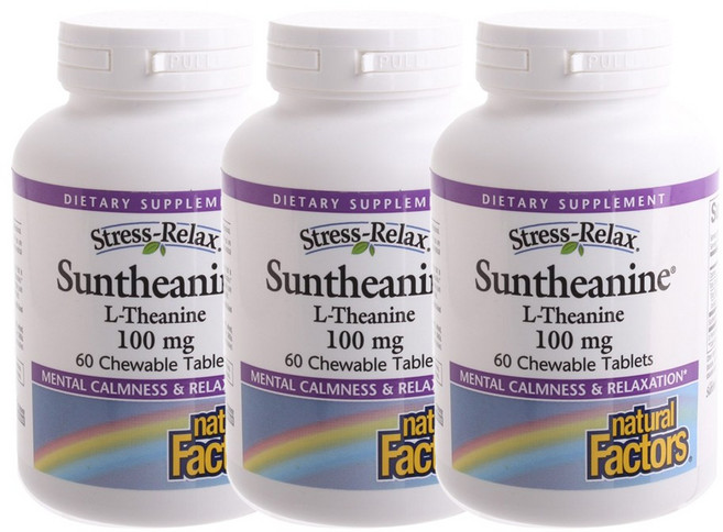 네추럴팩터스 릴랙스 썬테아닌 L-테아닌 100mg 츄어블 타블렛, 60개입, 3개, 60정