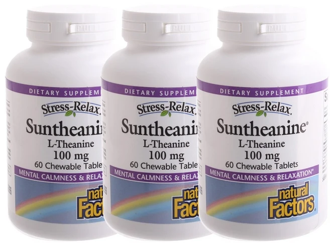 네추럴팩터스 릴랙스 썬테아닌 L-테아닌 100mg 츄어블 타블렛, 60개입, 3개, 60정 - 쿠팡