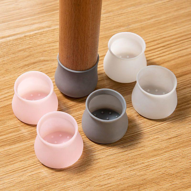 硅膠桌椅腳套 加厚耐磨 包椅子保護套 桌凳子防滑防刮靜音椅墊, 粉色  適合各種桌椅 ,4個裝 升級款, 1個