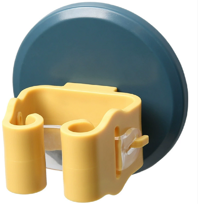 VELUNO 무타공 벽걸이 형 강력한 밀대걸이 다용도 행거 빗자루 걸레 가정용 우산 보관걸이, 1개, 노랑블루