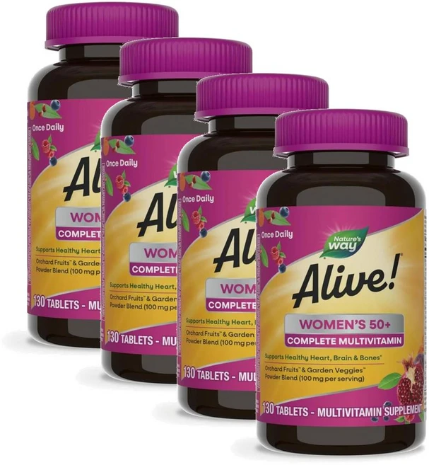 네이처스웨이 얼라이브 50세이상 여성 컴플리트 멀티비타민 Nature's Way Alive Women Multivitamin, 4개, 130정 - 쿠팡