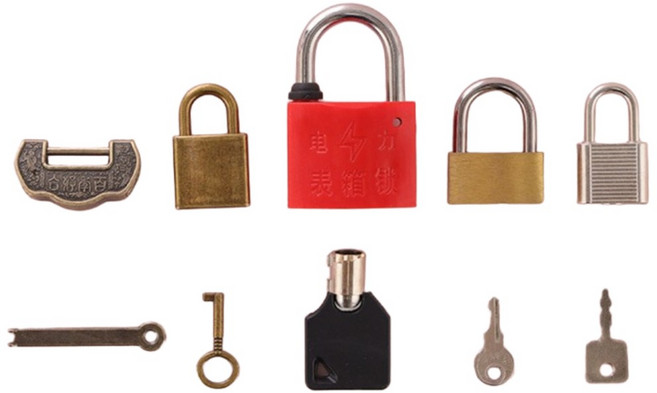 과학놀이 같은짝 열쇠찾기 구조학습용 자물쇠 5종세트 도난예방 사물함 도난방지, 1세트