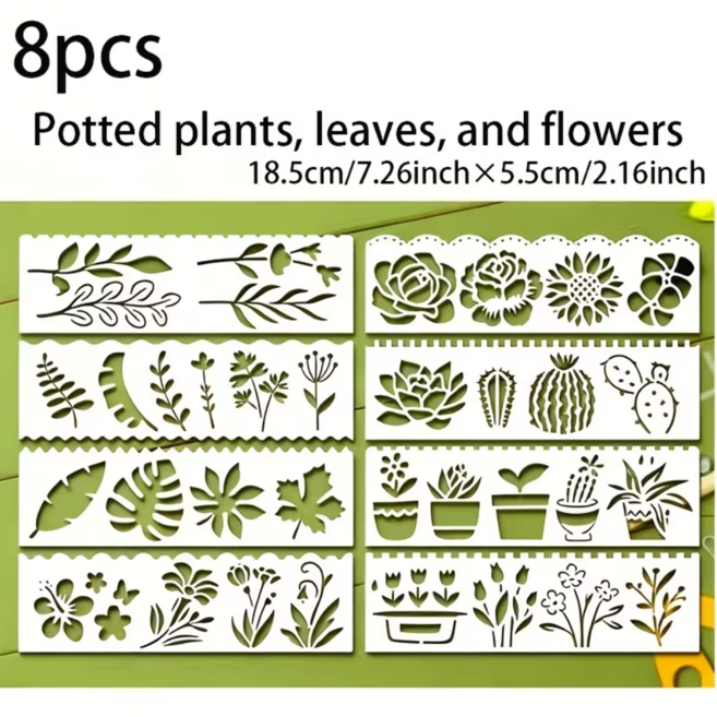 제니미엘 DIY 스텐실 도안 꽃 해바라기 식물 봄 나비 우주 스텐실, 1개