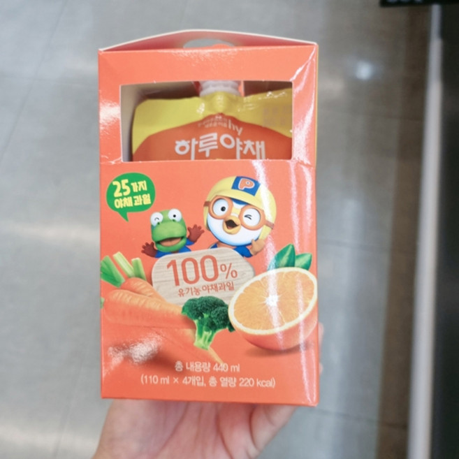 한국야구르트 하루야채 뽀로로 아이스팩 포장, 4개, 110ml, 야채과일맛