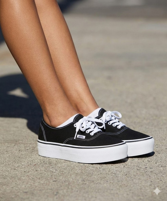 반스 vans 어센틱 스택폼 - (캔버스) 블랙트루 화이트 VN0A5KXXBMX1