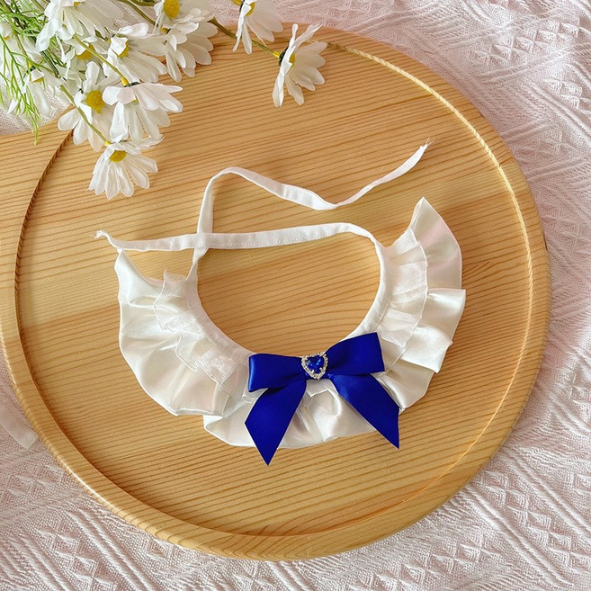 엘유엔 반려동물 리본 케이프 강아지 고양이 스카프, 1개, 딥블루