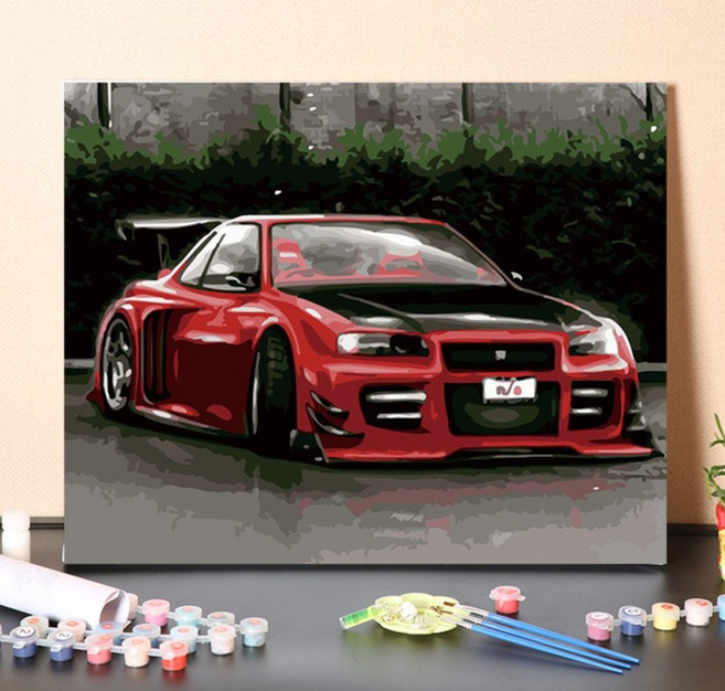 유화 diy 스포츠카 bmw 자동차 페인팅 유화 팝아트 그리기, 캔버스 + 페인트 + 브러시, 60x75, 4028대, 1개