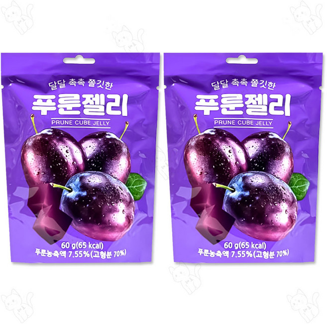 달달 촉촉 쫄깃한 푸룬 큐브 젤리, 2개, 60g