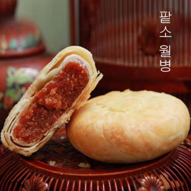 중국 만쥬 팥소월병 스낵 간식 옛날과자, 16개, 60g