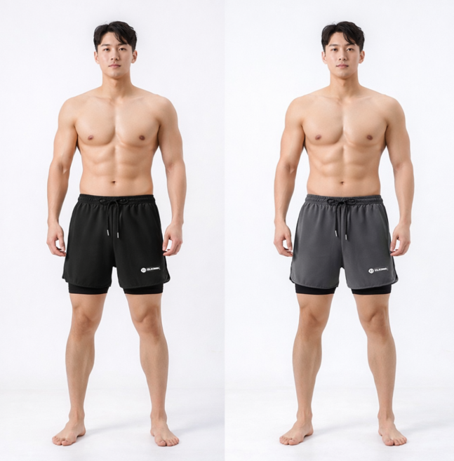 MDIVGYM 투인원 남자 수영복반바지 보드숏 팬츠
