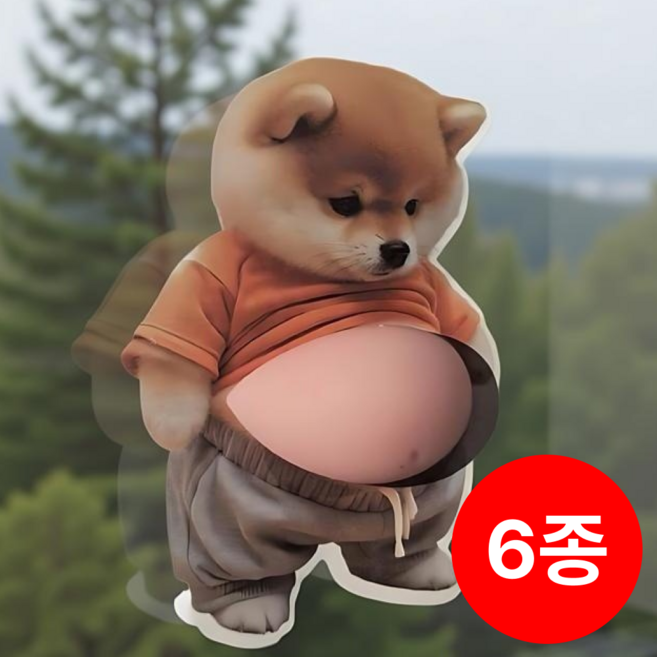 리빙에센스 시바견 문콕 뱃살 스티커 문콕방지 강아지 6종 세트, 1개