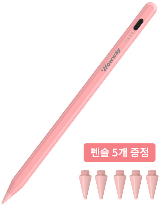 WOWWAY 아이패드 펜슬 터치펜 애플 iPad 호환용 블루투스형 usb-c 초미세 터치플렉스펜 스마트펜, 1개, 핑크