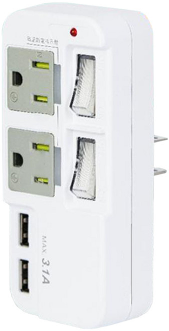 Kinyo三孔轉接插座 雙開關雙USB充電 過熱斷電保護 台灣適用, 1個
