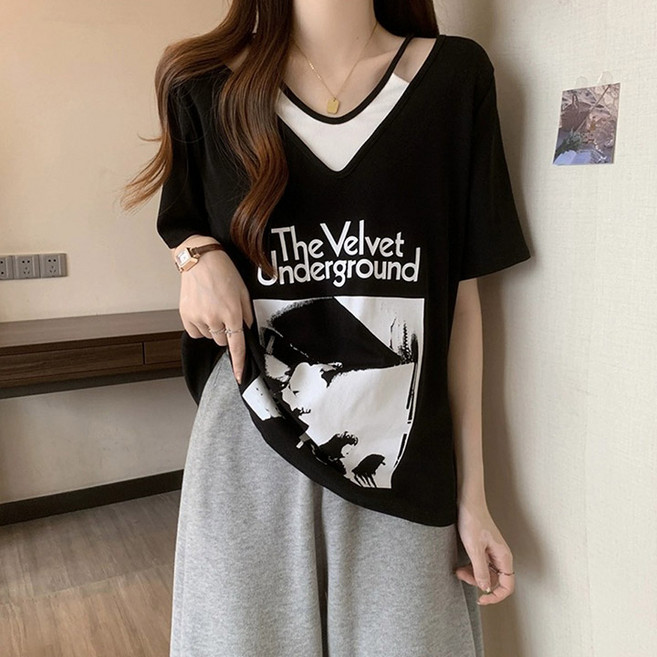 드마엘 더 벨벳 나시 레이어드 오버핏 반팔티(4color)+델로나