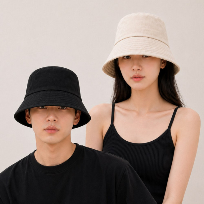 트리에 1+1 데일리 버킷햇 남녀공용 벙거지모자 FREE 블랙+아이보리