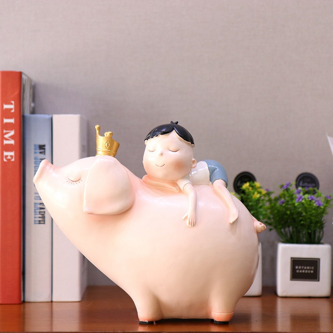 소년과 돼지왕 인테리어 장식품 홈데코 풍수 소품 집들이 개업 선물, 혼합