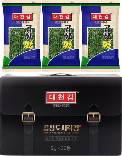 대천김 곱창 도시락김 세트, 5g, 20개