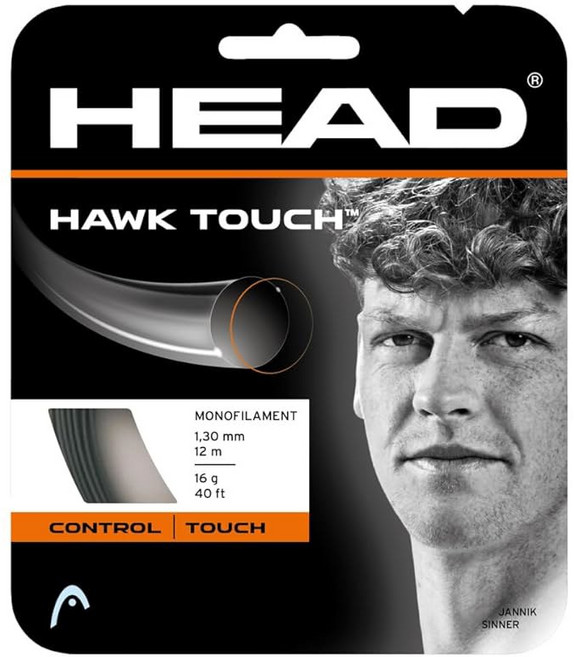 HEAD Hawk Touch 테니스 라켓 스트링 12.2m40피트 세트 - 모노필라멘트 라켓 스트링 17게이지 133775, 17 Gauge, 무연탄 세트, 1개