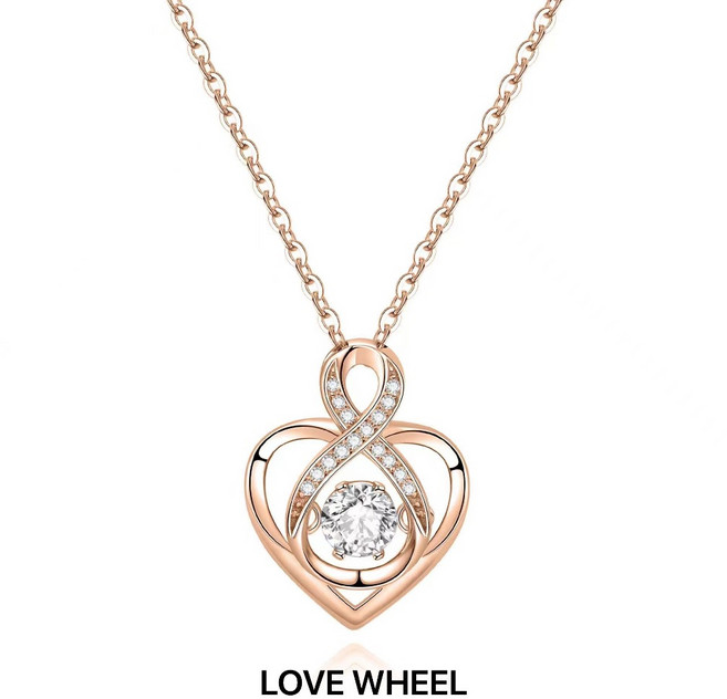 LOVE WHEEL S999純銀愛心靈動項鍊 8字無限符號設計 玫瑰金白鑽 精緻禮物