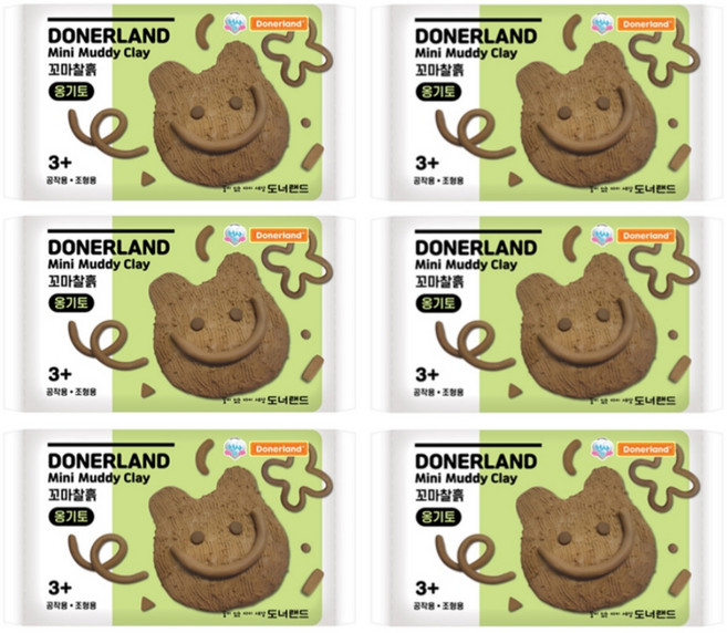 오마이문구 점토 옹기토 꼬마 찰흙 클레이, 6개, 350g