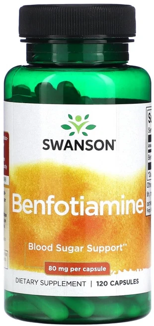 스완슨 벤포티아민 비타민B1 80mg 120캡슐 티아민 Benfotiamine, 120정 - 쿠팡