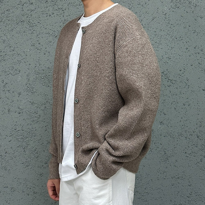 더맨쉽 남녀공용 크롭 라운드넥 캐시라이크 니트 가디건 M~2XL 빅사이즈 SBTGT12001