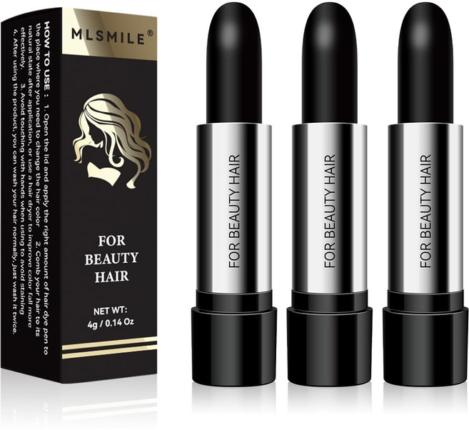 MLSMILE 헤어 컬러 터치업 스틱 염색 펜 3PCS 블랙 오래 지속되는 빠른 커버 회색 머리 작고 편리한 물리적 및 안전성, Dark Brown, 3 Count (Pack of