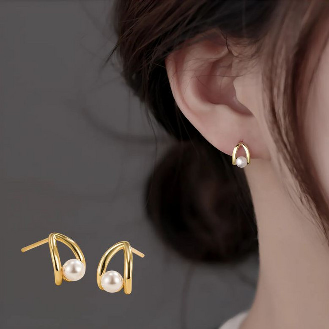 아뜨라 18k GF 데일리 미니 진주 귀걸이 알러지 방지 깔끔한 고급 마감