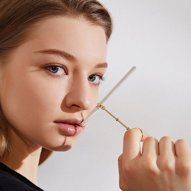 고급 담배 홀더 집게 시가렛 반지 링, 로즈골드, 1개