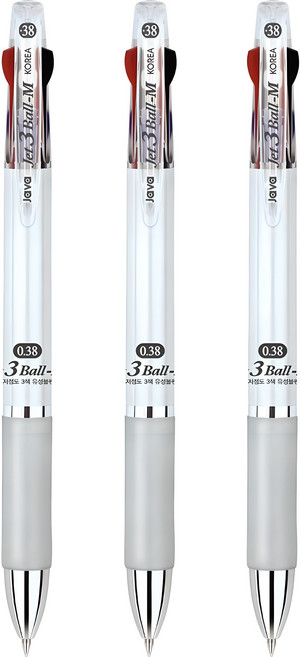 자바펜 제트3볼M 유성볼펜 0.38mm, 화이트, 3개
