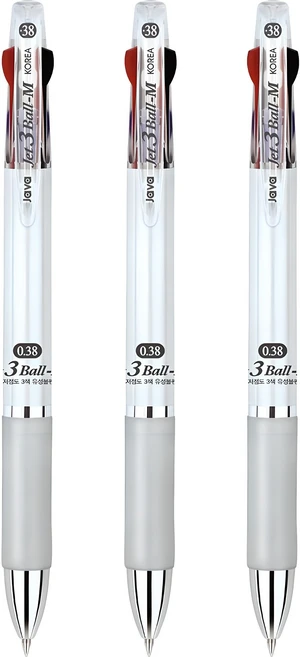자바펜 제트3볼M 유성볼펜 0.38mm, 화이트, 3개 - 쿠팡