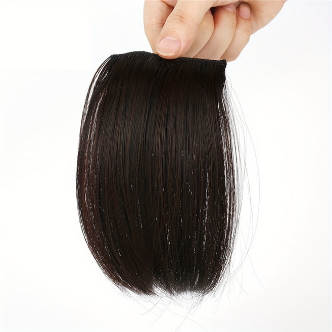 여성용 자연스러운 볼륨업 클립형 부분 가발 헤어피스, 1개, 진한 브라운 15cm