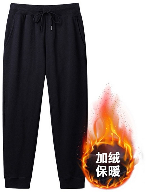 阿堯的店 加絨運動縮口褲 秋冬保暖棉褲