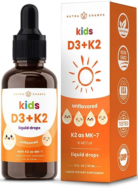 키즈 비타민 D 3 K2 드롭 D3 MK7 액체 1000IU 60ml, 아동용 드롭, 1개 - 쿠팡
