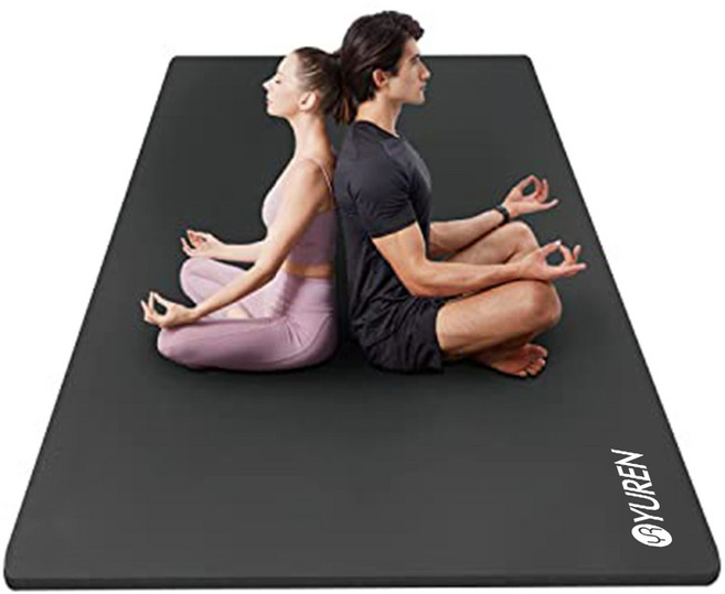 유렌 특대형 요가매트 130x200cm 2인용 두꺼운 운동매트 15mm NBR 실내 홈트매트, 블랙, 1개