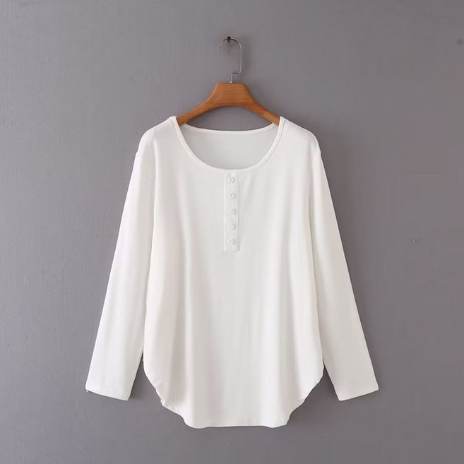 HAOHAO 大尺碼亨利領長袖上衣