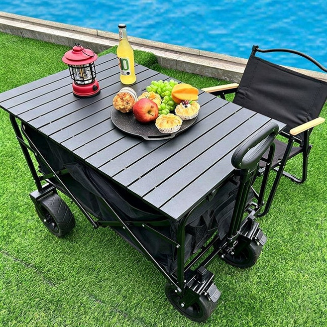 COUCAMP 접이식 캠핑 폴딩 카트 특대형 확장 웨건, 1개, 블랙
