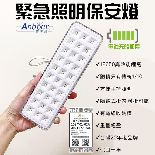 Anboer LED 緊急照明燈 (保平安), 1個, 經典一代