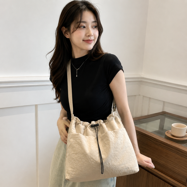 신팡 모아 스트링 바스락 크로스백 숄더백 가벼운 캐쥬얼 크로스백
