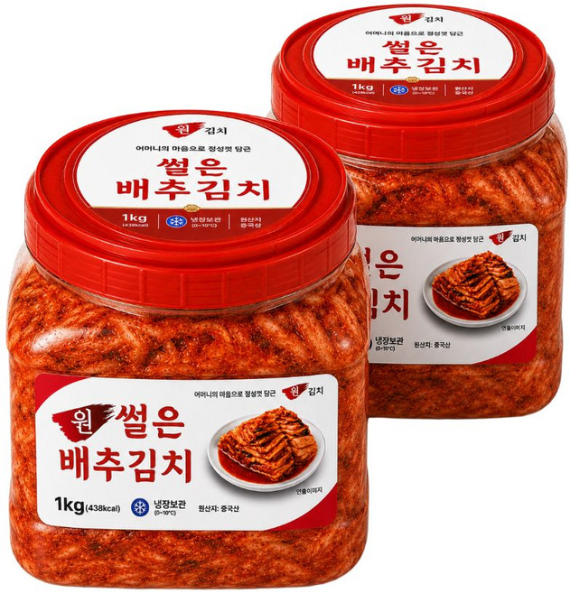 원김치 썰은배추김치 1kg 간편한 자른 맛김치 아삭 시원한 맛, 2개
