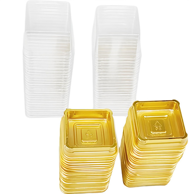 사각 화과자 케이스 뚜껑 50p + 밑판 50p, 골드, 1세트