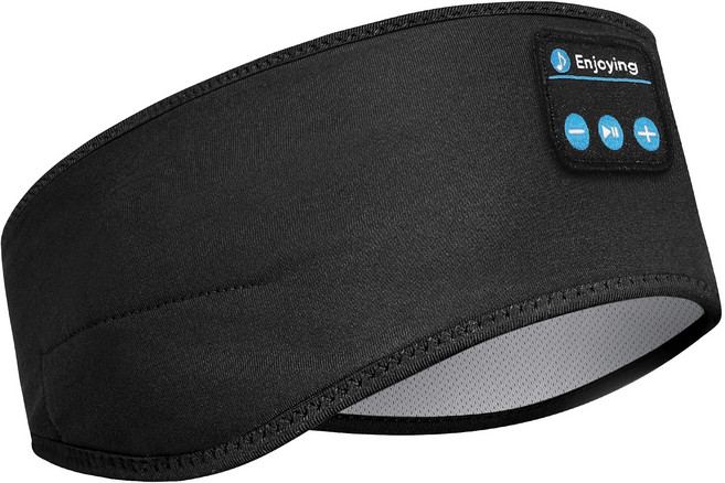 프리라이프 - 무선 블루투스 헤드폰 수면안대 핸즈프리 스포츠 헤어 밴드 이어폰, 블랙, BT-03S