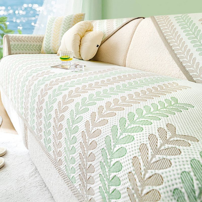 冰絲沙發套 涼蓆坐墊 防滑沙發蓋布巾 單人椅套, 涼豆豆鳳羽咖色,110*210cm一張, 1個