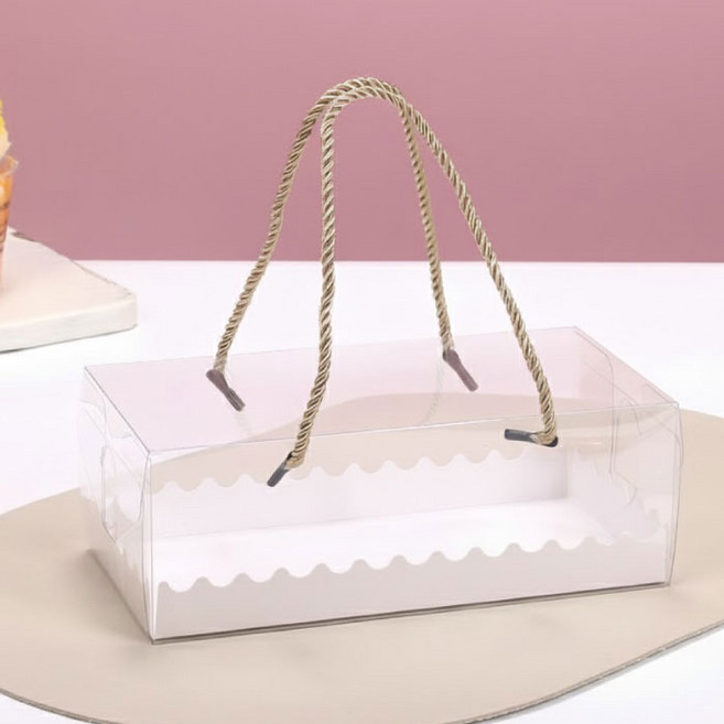 마음결 손잡이 디저트 롤케이크 투명포장상자 선물박스, 1개, 04.롤케이크상자22X11X8